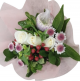 M-Day Bouquet Hailly: White Roses, Cocculus, Hypericum Red, Alstroemerias Pink, Brillantina, Pamplonés Pink, Pristine New, Ruscus