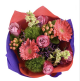 M-Day Bouq Munay: Gerberas Pink, Lavender Roses, Dianthus Kiwi Cool, Larkspur Pink, Hypericum Peach, Limonium Purple